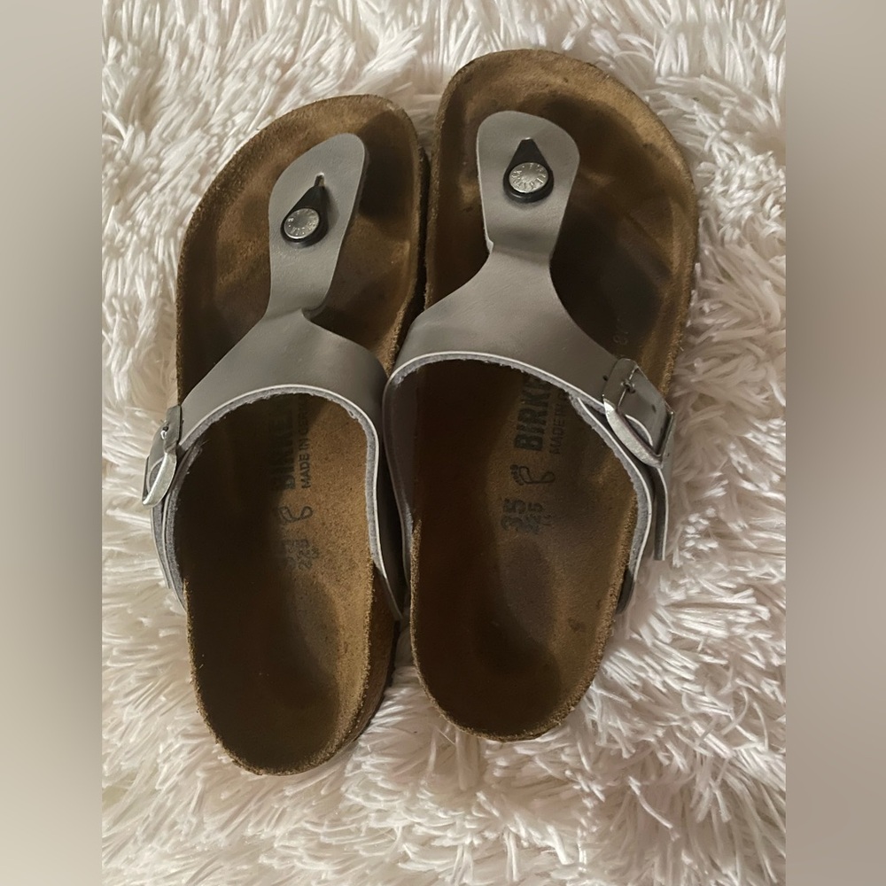 Birkenstock girls Gizeh Birko-Flor Silver Sandals